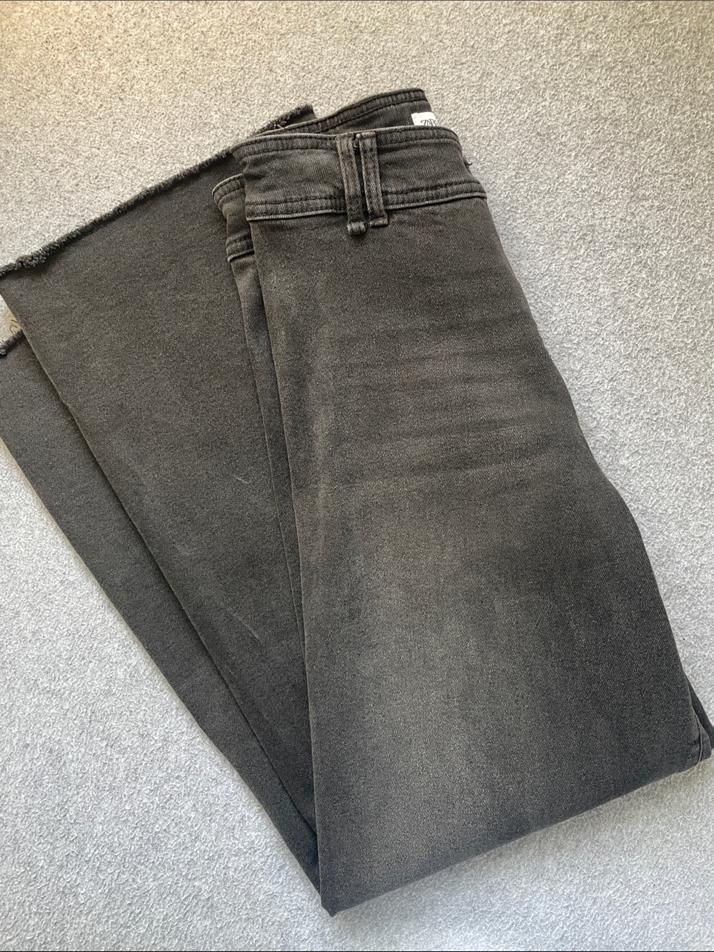 Women’s 00/ Big Girls 13/14 Zara Raw Hem Wide Leg Sailor Black Jeans -